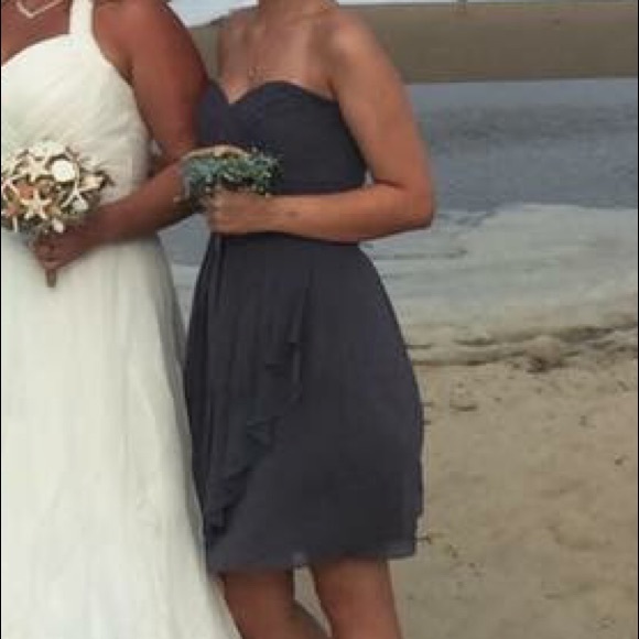 Strapless Grey Bridesmaid Dress - Picture 4 of 5